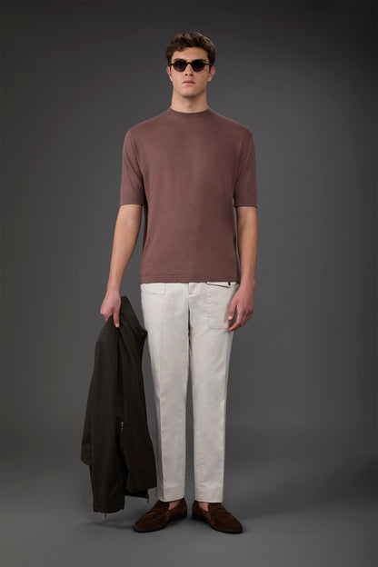 Men's 100% cotton crepe knitted T-Shirt with short sleeves