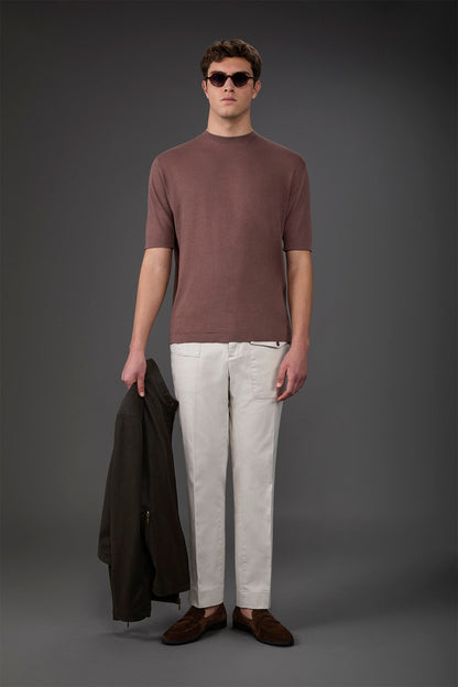 Men's 100% cotton crepe knitted T-Shirt with short sleeves. Antique Rose