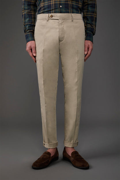 Men's classic chino trousers with extended tab closure