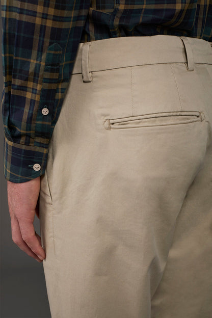 Men's classic chino trousers with extended tab closure