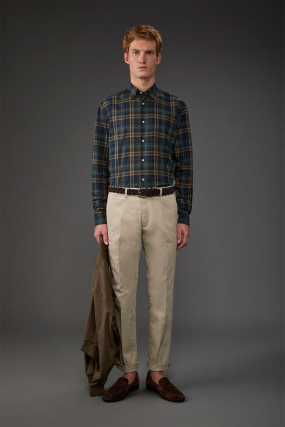 Men's classic chino trousers with extended tab closure Beige