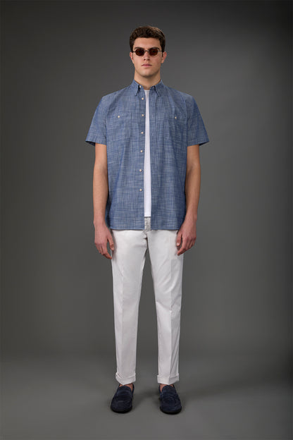 Men's classic chino trousers with extended tab closure
