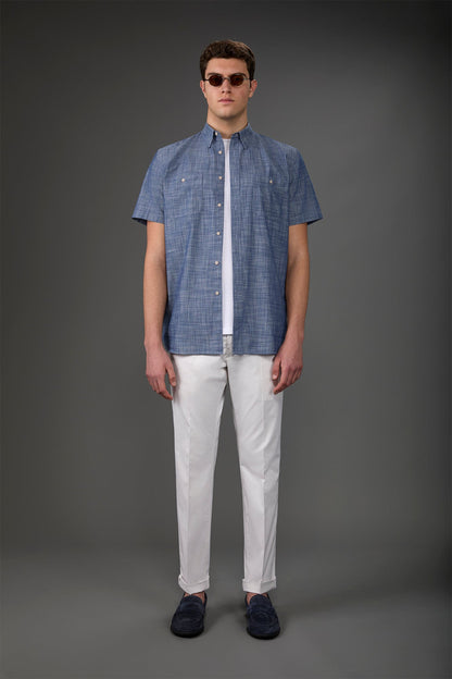 Men's classic chino trousers with extended tab closure Cream