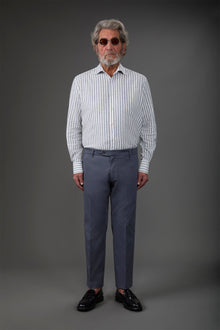 Men's classic chino trousers with extended tab closure Steel