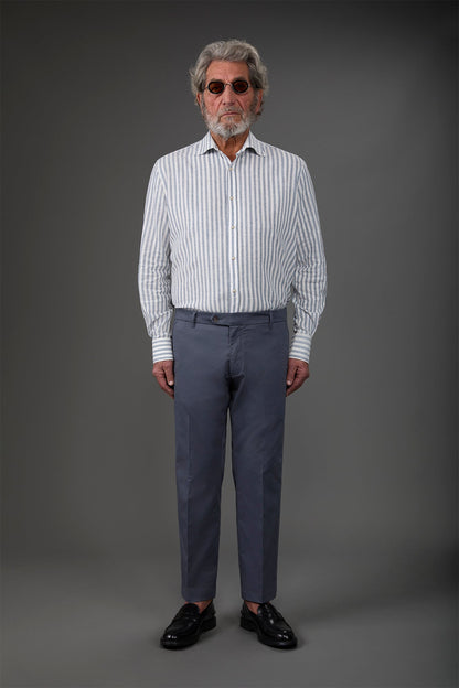 Men's classic chino trousers with extended tab closure Steel