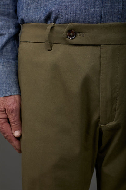 Men's classic chino trousers with extended tab closure