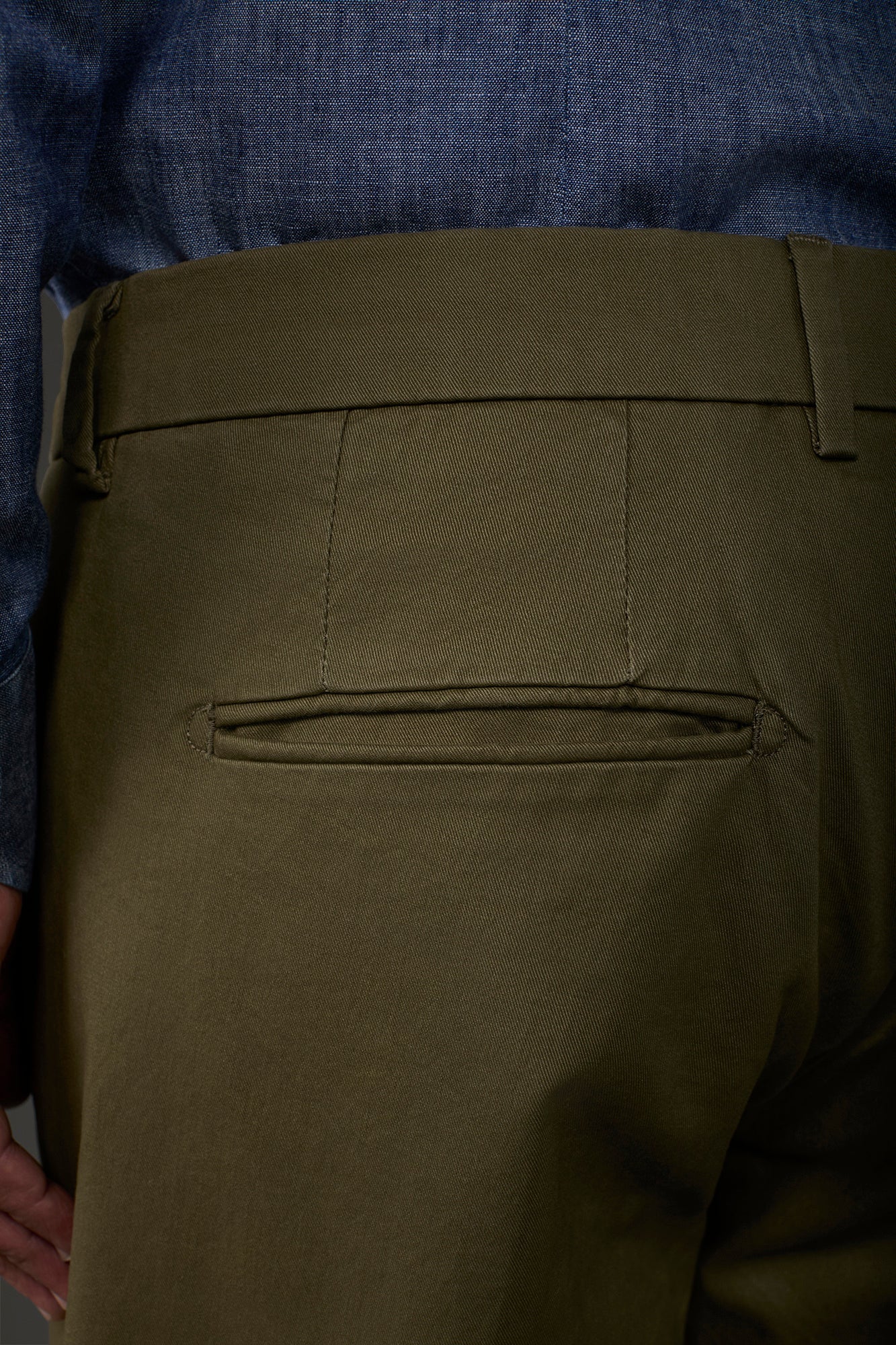Men's classic chino trousers with extended tab closure