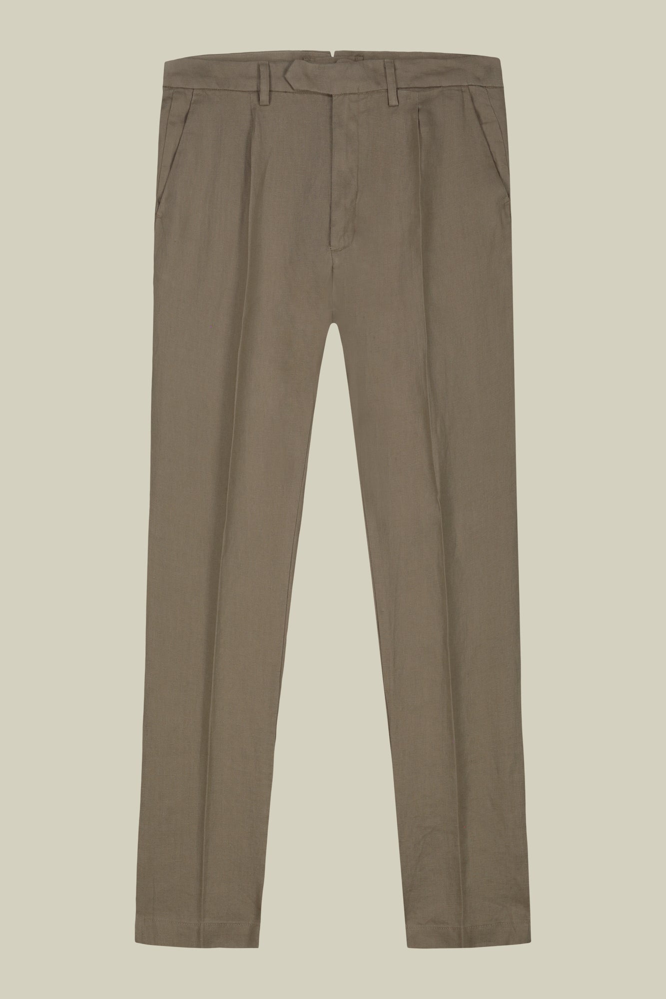 Men's trousers with two small pleats and concealed button