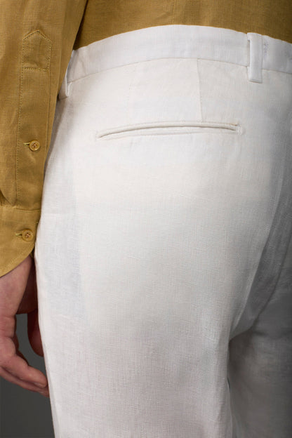 Men's trousers with two small pleats and concealed button