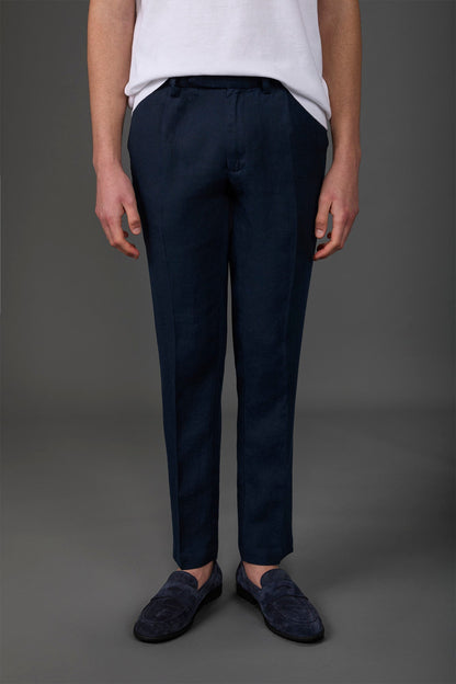 Men's trousers with two small pleats and concealed button