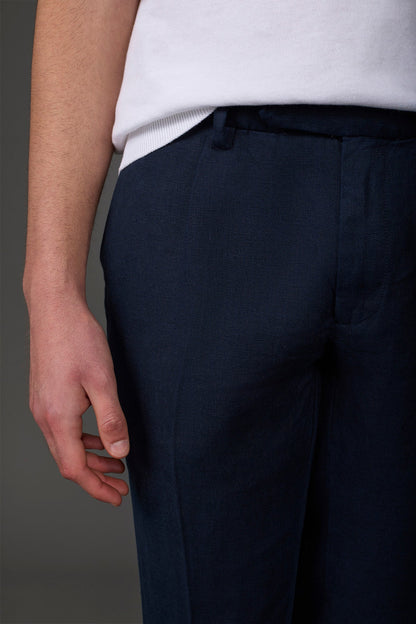 Men's trousers with two small pleats and concealed button