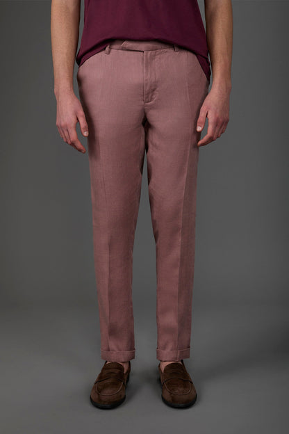 Men's trousers with two small pleats and concealed button