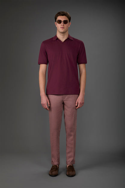 Men's trousers with two small pleats and concealed button