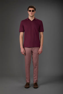 Men's trousers with two small pleats and concealed button Antique Rose