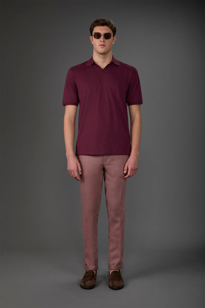 Men's trousers with two small pleats and concealed button Antique Rose