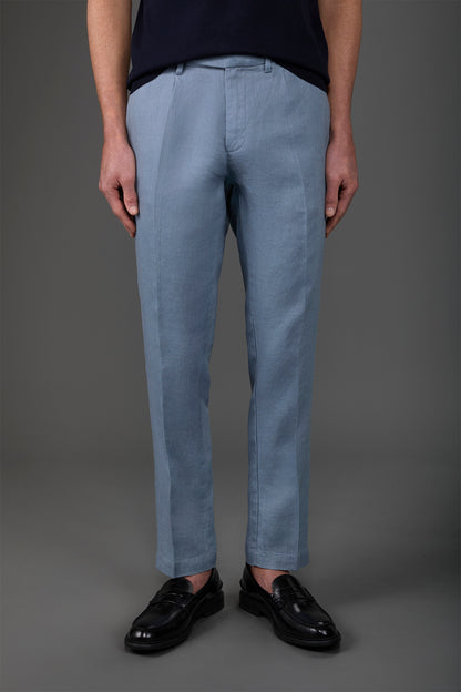 Men's trousers with two small pleats and concealed button