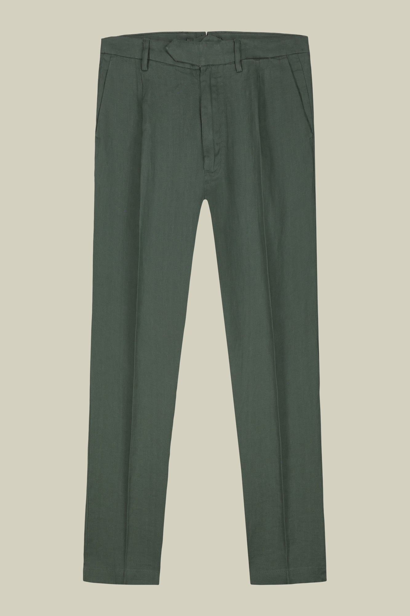 Men's trousers with two small pleats and concealed button