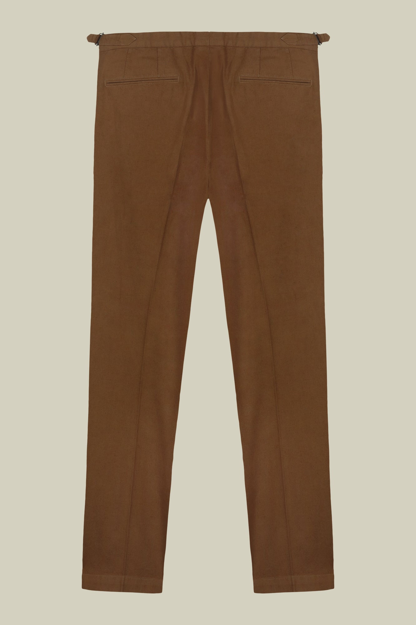 Men's trousers with double pleats and side buckles