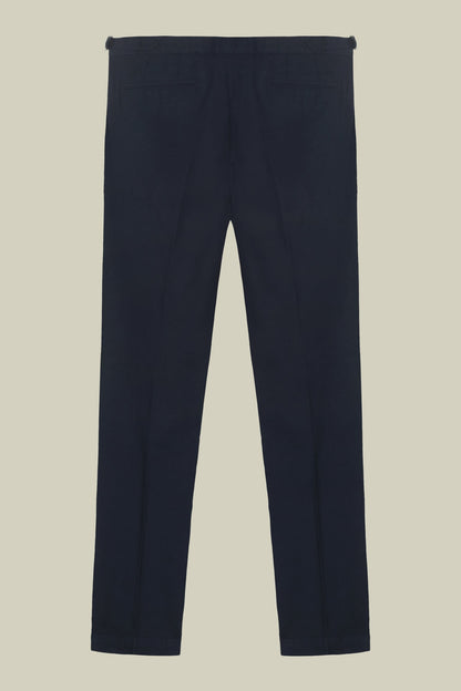 Men's trousers with double pleats and side buckles