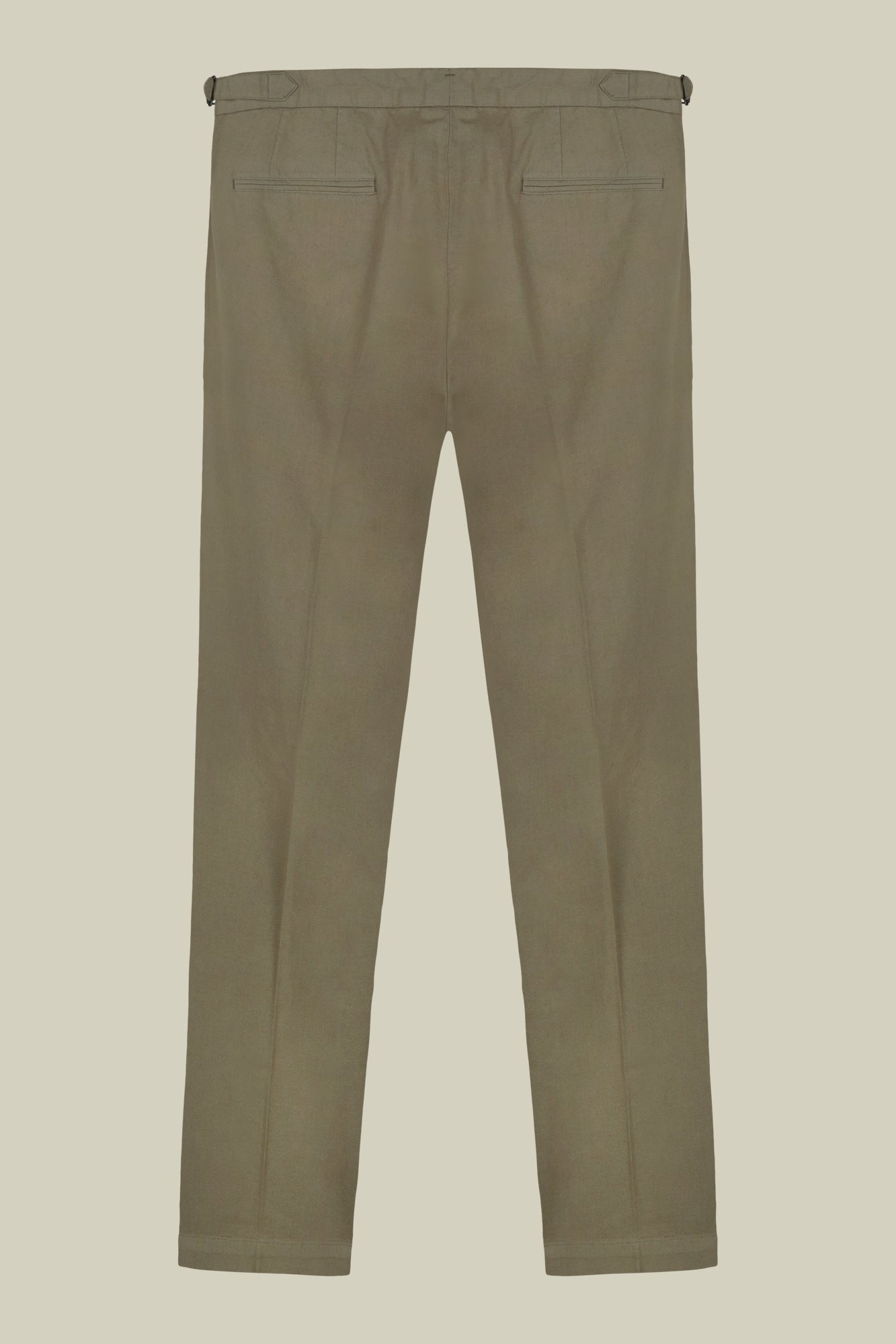 Men's trousers with double pleats and side buckles