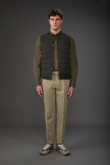 Men's trousers with double pleats and side buckles Olive Green