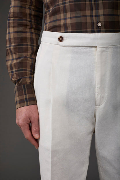 Men's trousers with double pleats and side buckles