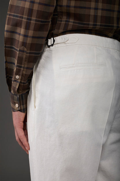 Men's trousers with double pleats and side buckles