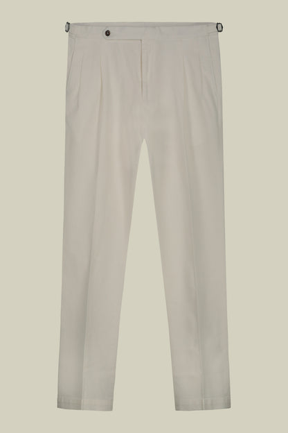 Men's trousers with double pleats and side buckles