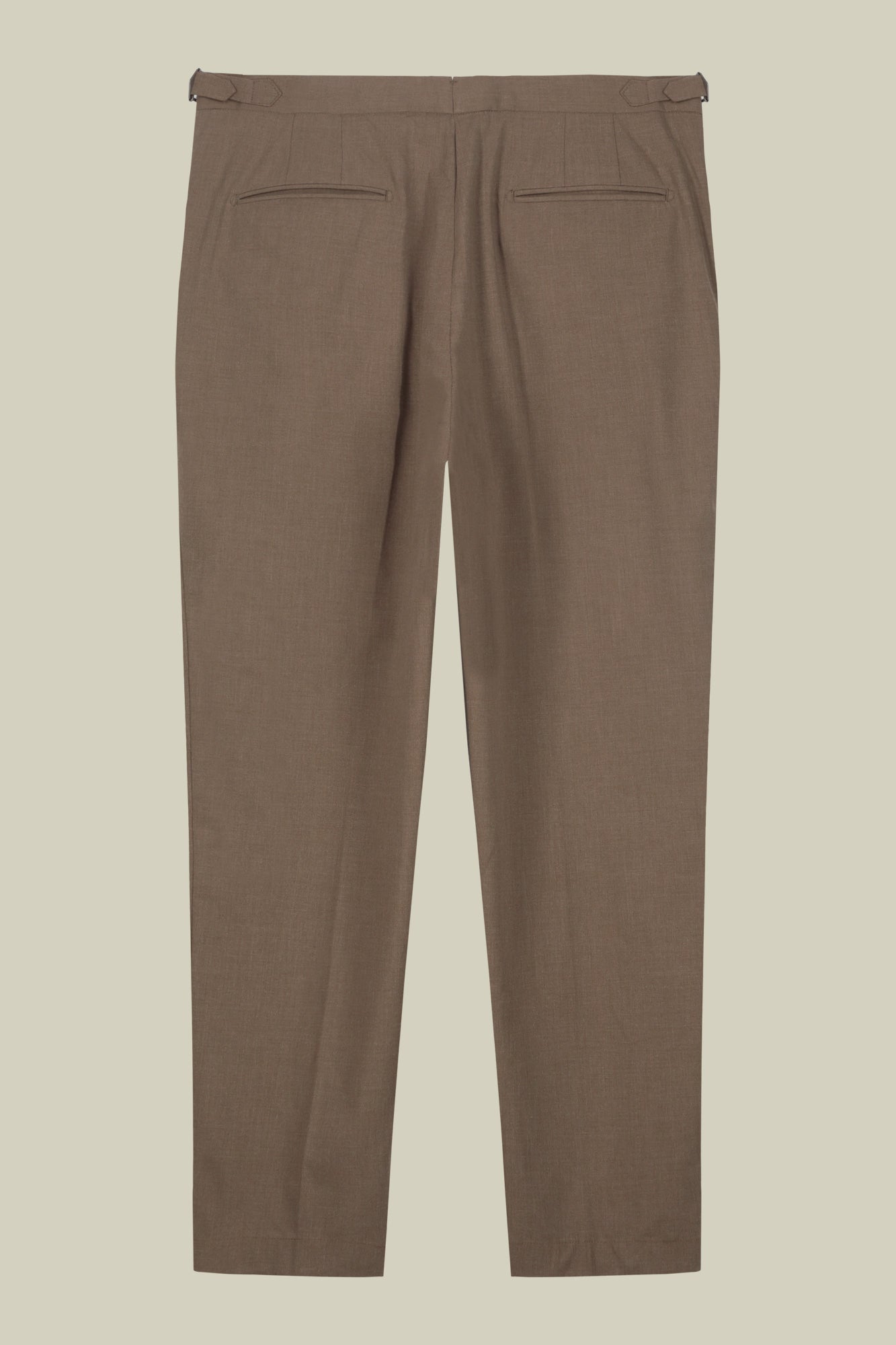 Men's trousers with double pleats and side buckles