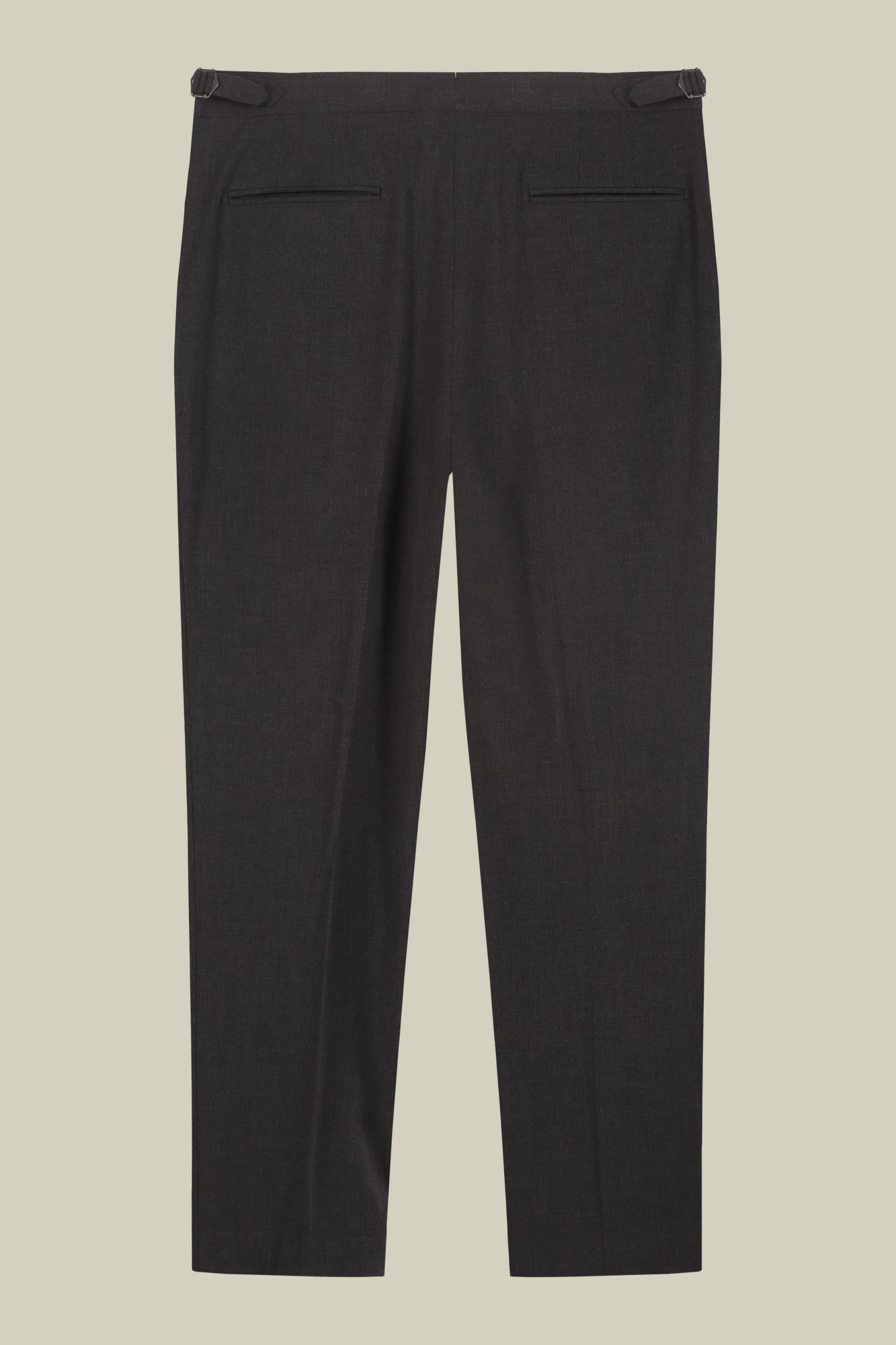 Men's trousers with double pleats and side buckles