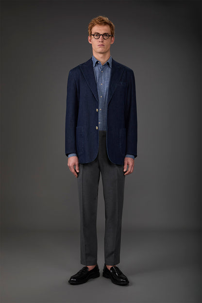 Men's trousers with double pleats and side buckles