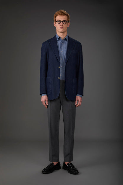 Men's trousers with double pleats and side buckles Dk Grey