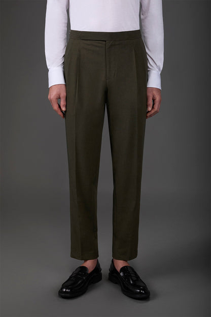 Men's trousers with double pleats and side buckles