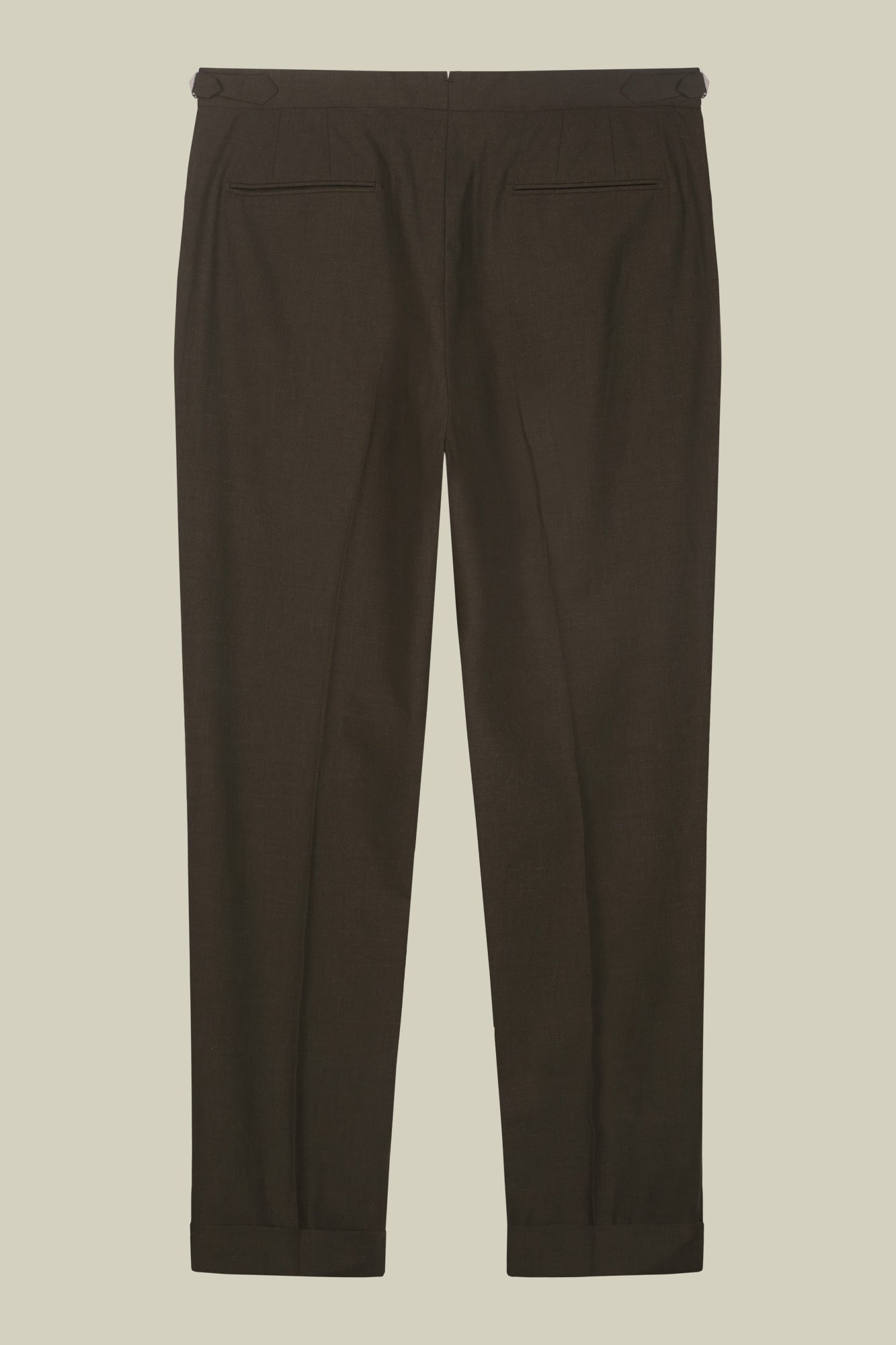 Men's trousers with double pleats and side buckles
