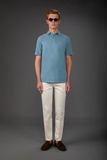 Men's short-sleeved polo shirt in cotton pique
