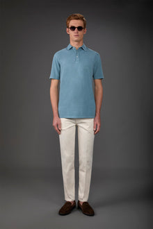 Men's short-sleeved polo shirt in cotton pique