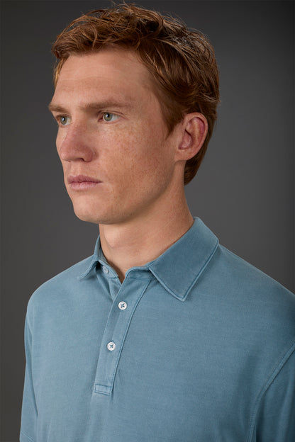 Men's short-sleeved polo shirt in cotton pique