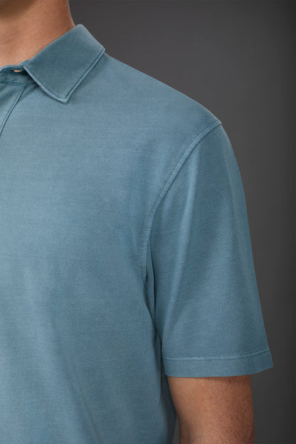 Men's short-sleeved polo shirt in cotton pique