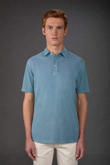 Men's short-sleeved polo shirt in cotton pique