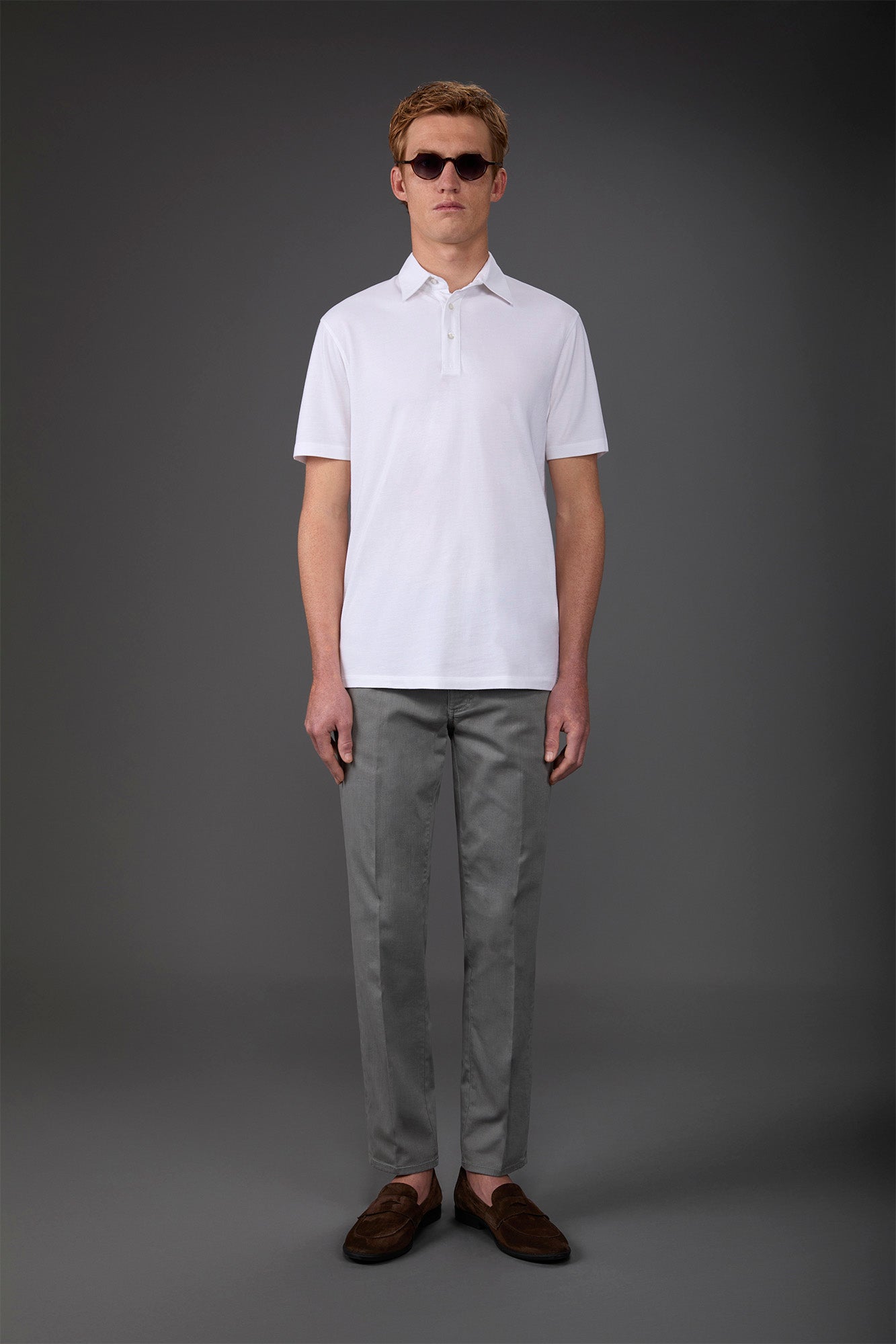 Men's short-sleeved polo shirt in cotton pique