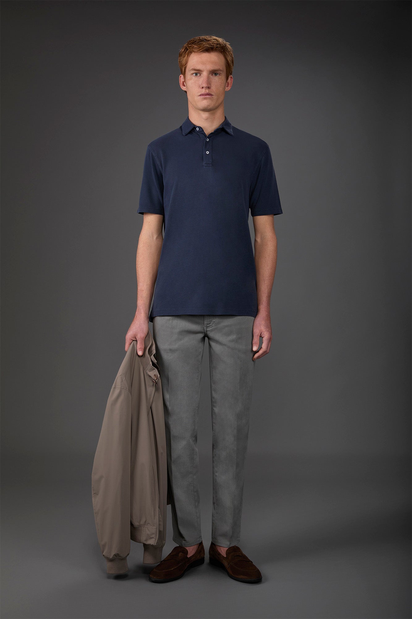 Men's short-sleeved polo shirt in cotton pique