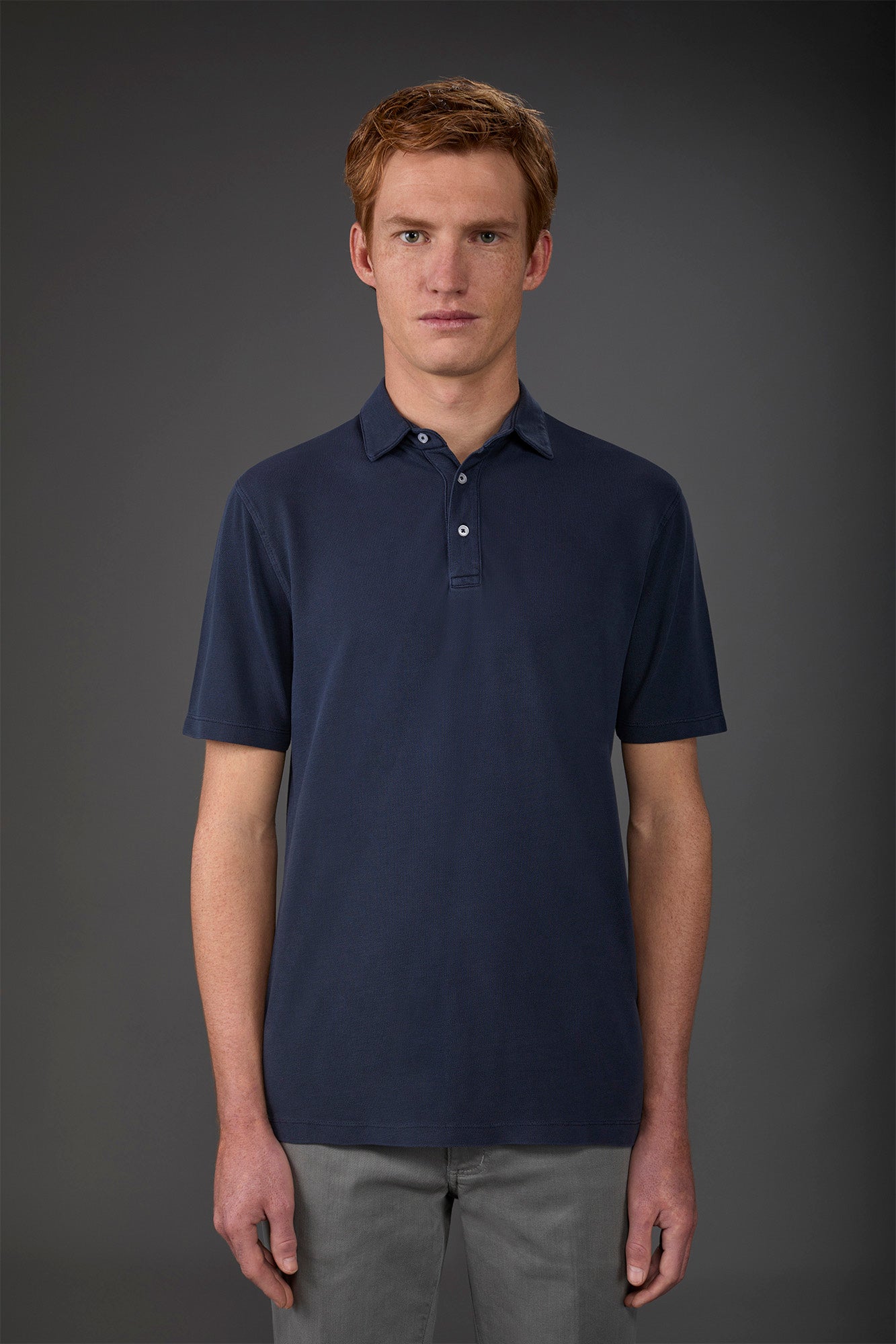 Men's short-sleeved polo shirt in cotton pique