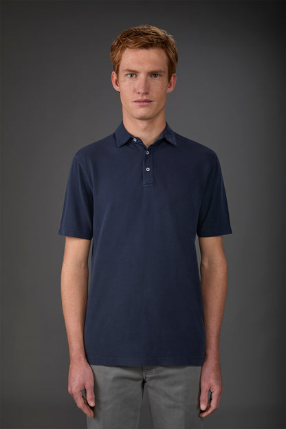 Men's short-sleeved polo shirt in cotton pique