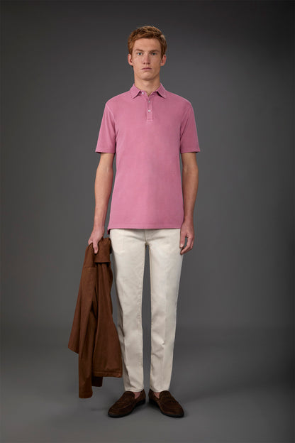 Men's short-sleeved polo shirt in cotton pique