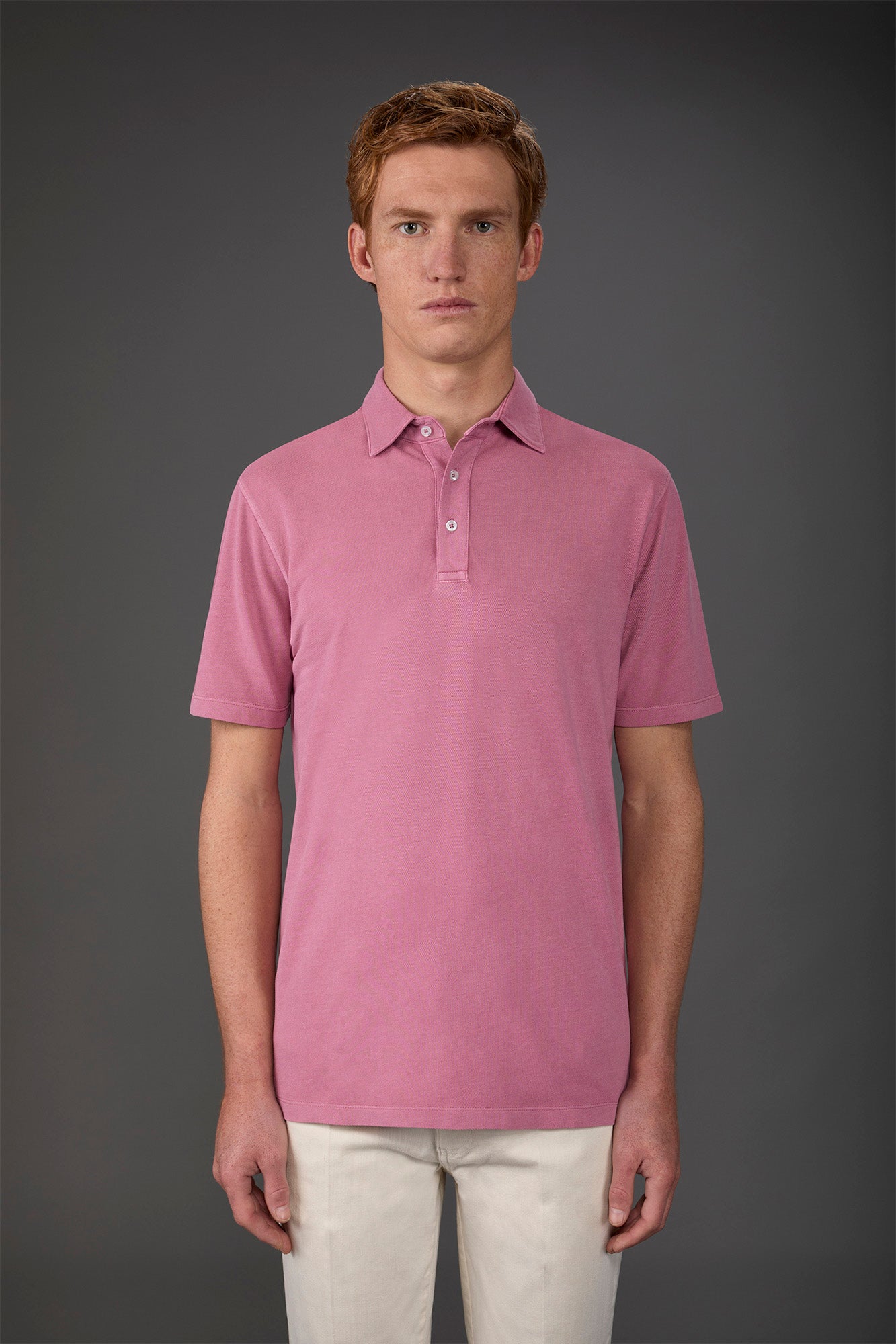 Men's short-sleeved polo shirt in cotton pique