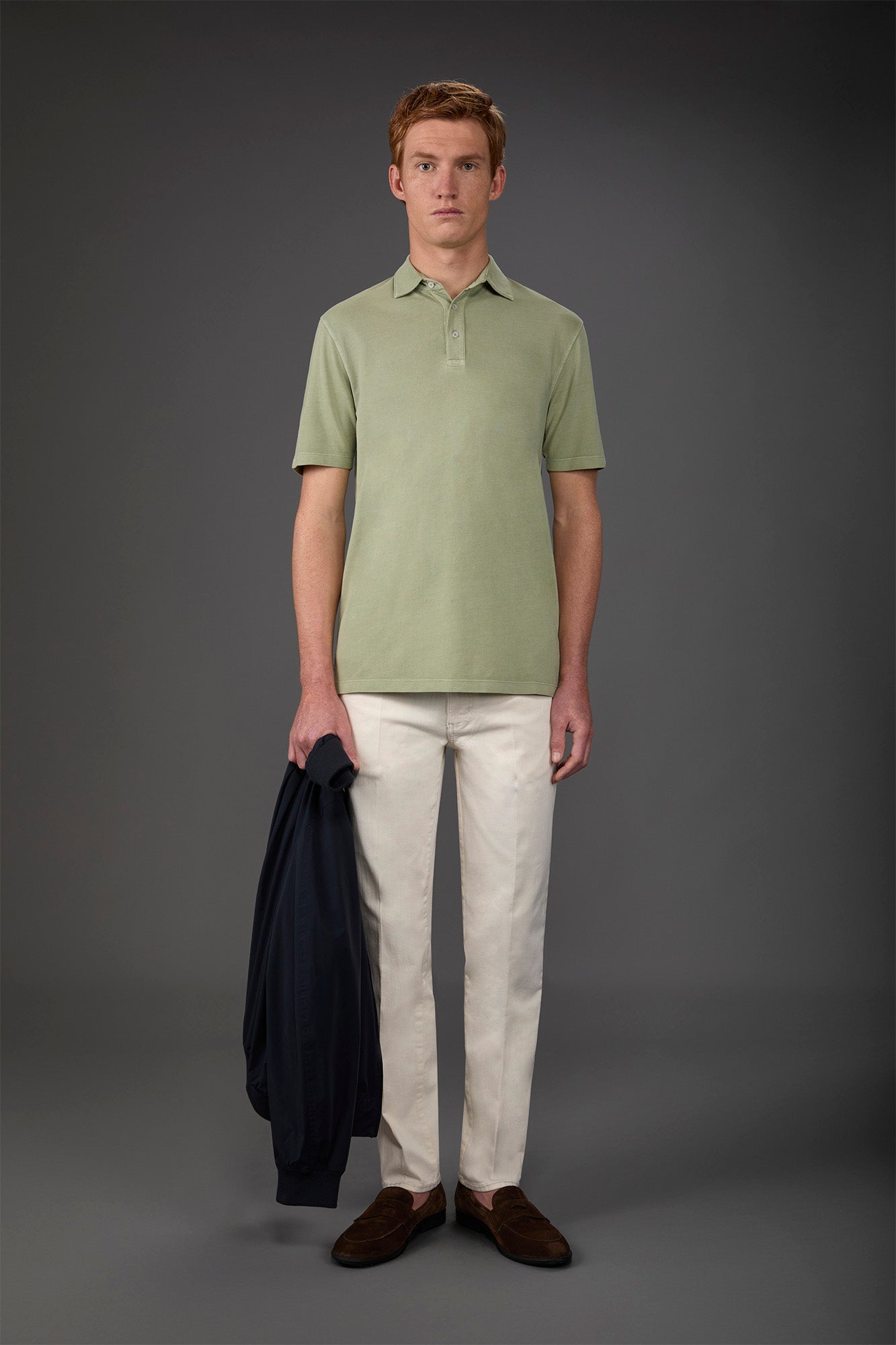 Men's short-sleeved polo shirt in cotton pique