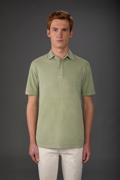 Men's short-sleeved polo shirt in cotton pique