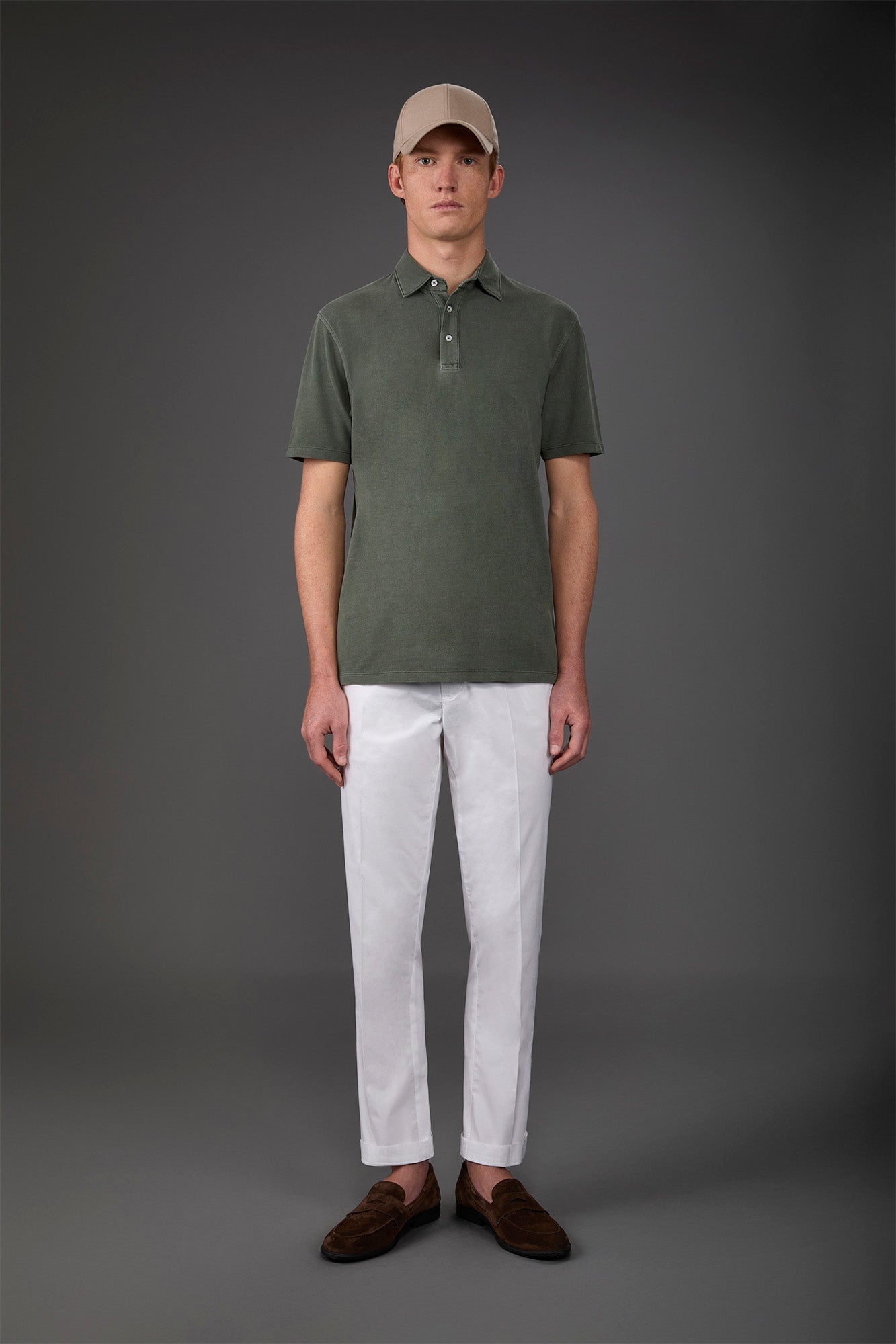 Men's short-sleeved polo shirt in cotton pique