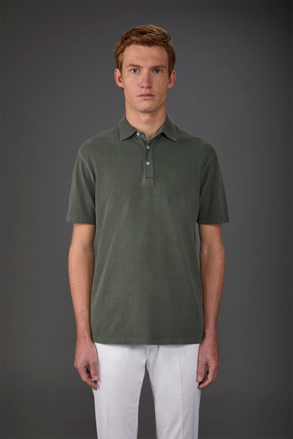 Men's short-sleeved polo shirt in cotton piquÃƒÂ© Military