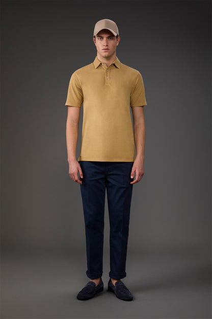 Men's short-sleeved polo shirt in cotton pique